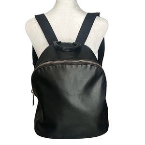 Armani Exchange Black Leather Backpack Silver Hardware Adjustable Straps